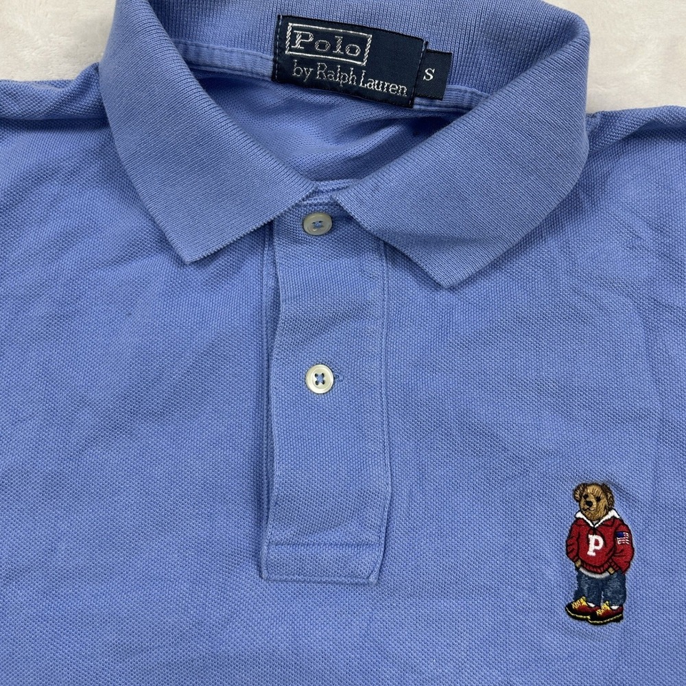 Polo Ralph Lauren Polo Shirt Mens Small Blue Bear Logo Short Sleeve Pique